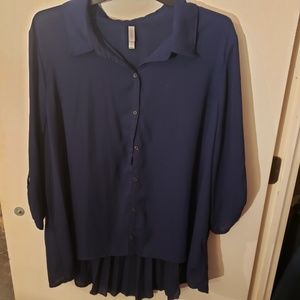 Exhilaration navy flowy button down top